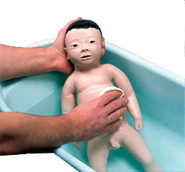 帶有日本嬰兒臉部特征的哺乳兒護理模型，男